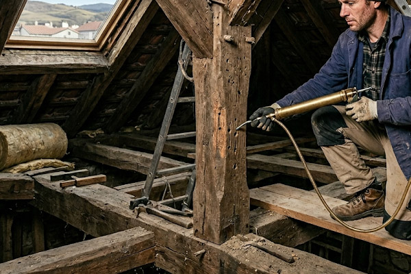 Traitement de charpente en bois traditionnelle