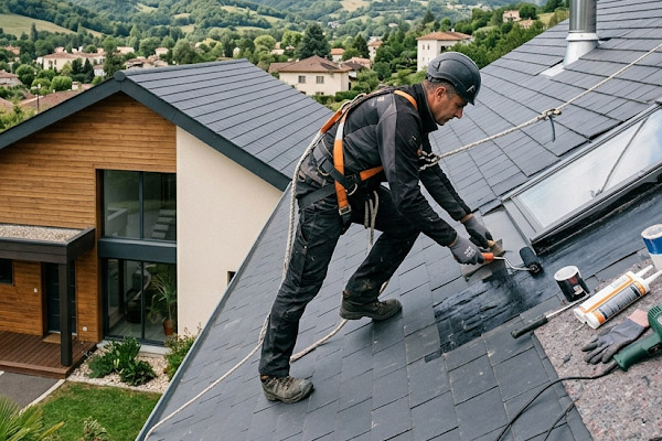 Intervention d'urgence pour infiltration d'eau de pluie sous toiture